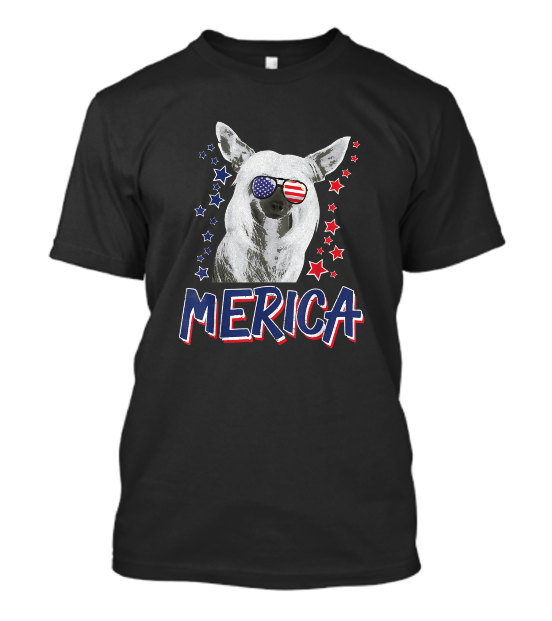 Merica Chinese Crested Dog 4th Of July USA With Stars And Flag Sunglasses T-Shirt