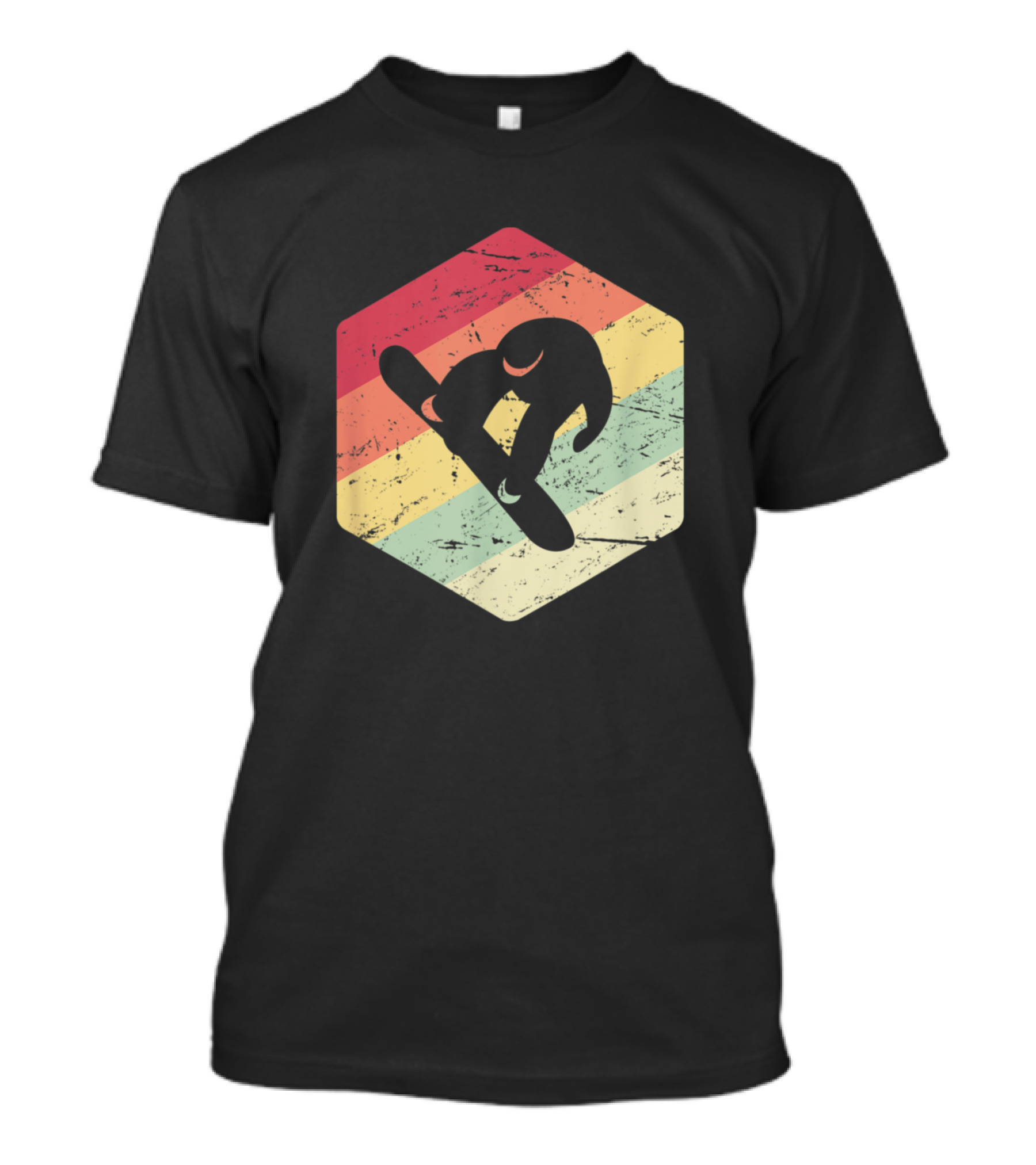 Mountain Sunset Winter Retro Snowboard Whitefish Montana T-Shirt
