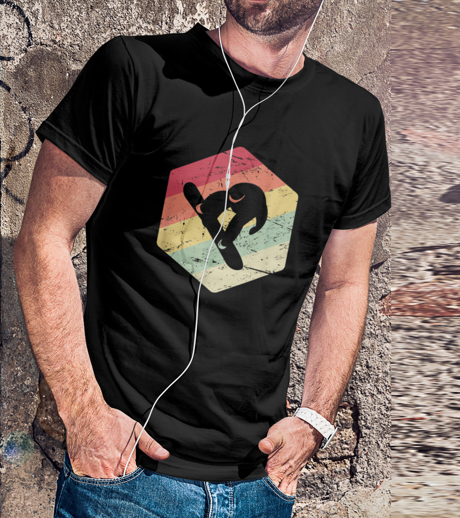 Mountain Sunset Winter Retro Snowboard Whitefish Montana T-Shirt