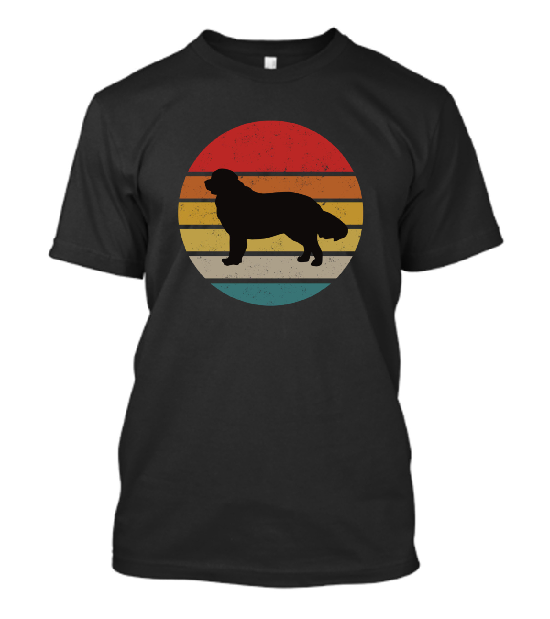 Retro Vintage Silhouette Newfoundland Dog Stripes T-Shirt