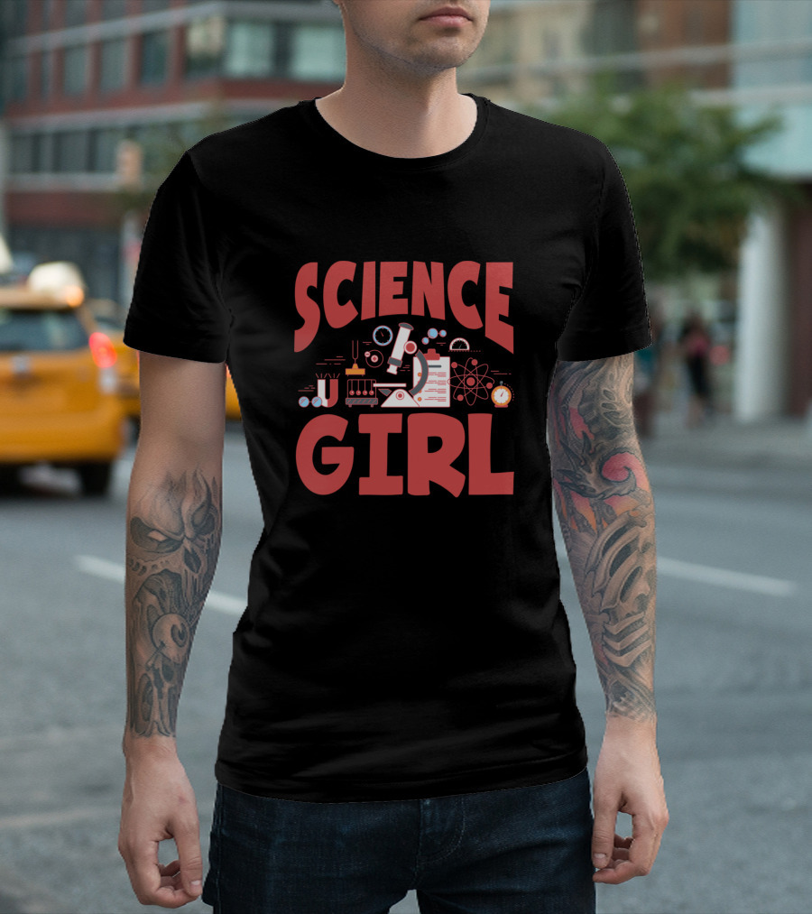 SCIENCE GIRL Microscope Beakers Atom Symbols Lab Elements T-Shirt