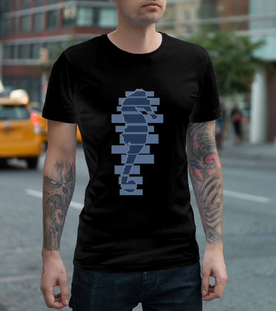 Sea Horse Silhouette with Blue T-Shirt