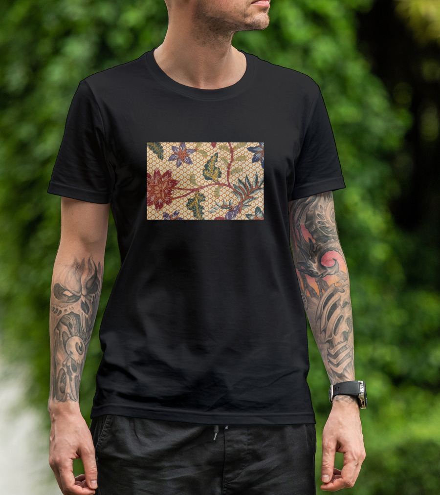 Ikutan Batik Floral And Leaf Pattern Traditional Textile T-Shirt