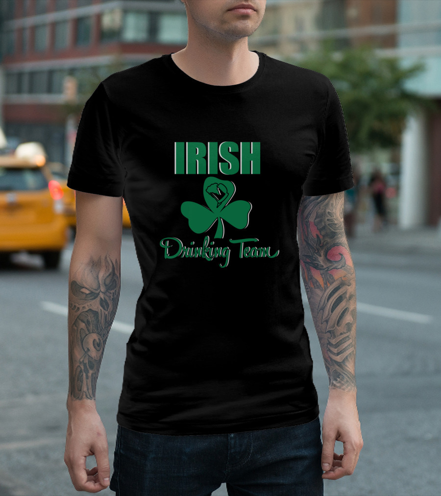 Irish Drinking Team Shamrock Beer Emblem T-Shirt