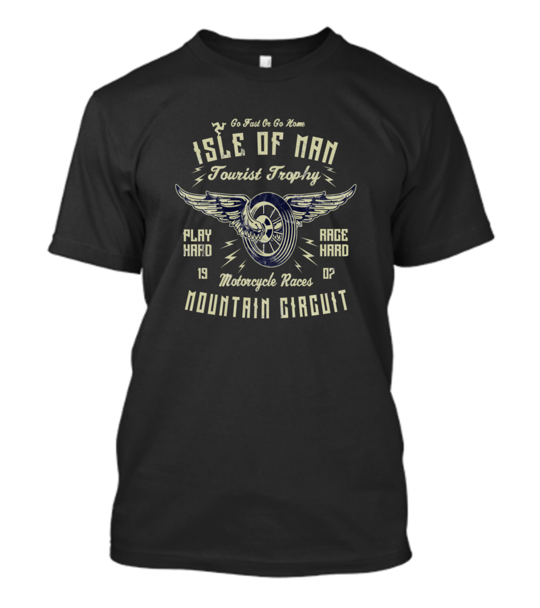 Isle Of Man Tourist Trophy Mountain Circuit Vintage Biker Wings Motorcycle Races T-Shirt