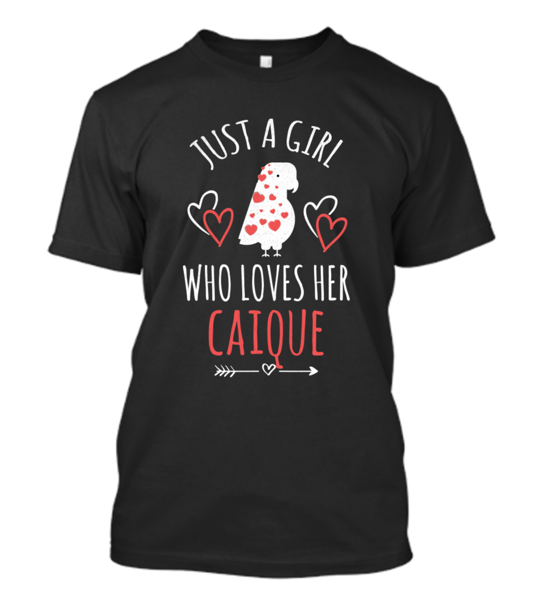 JUST A GIRL WHO LOVES HER CAIQUE WITH HEARTS AND LOVE BIRD ICONS T-Shirt