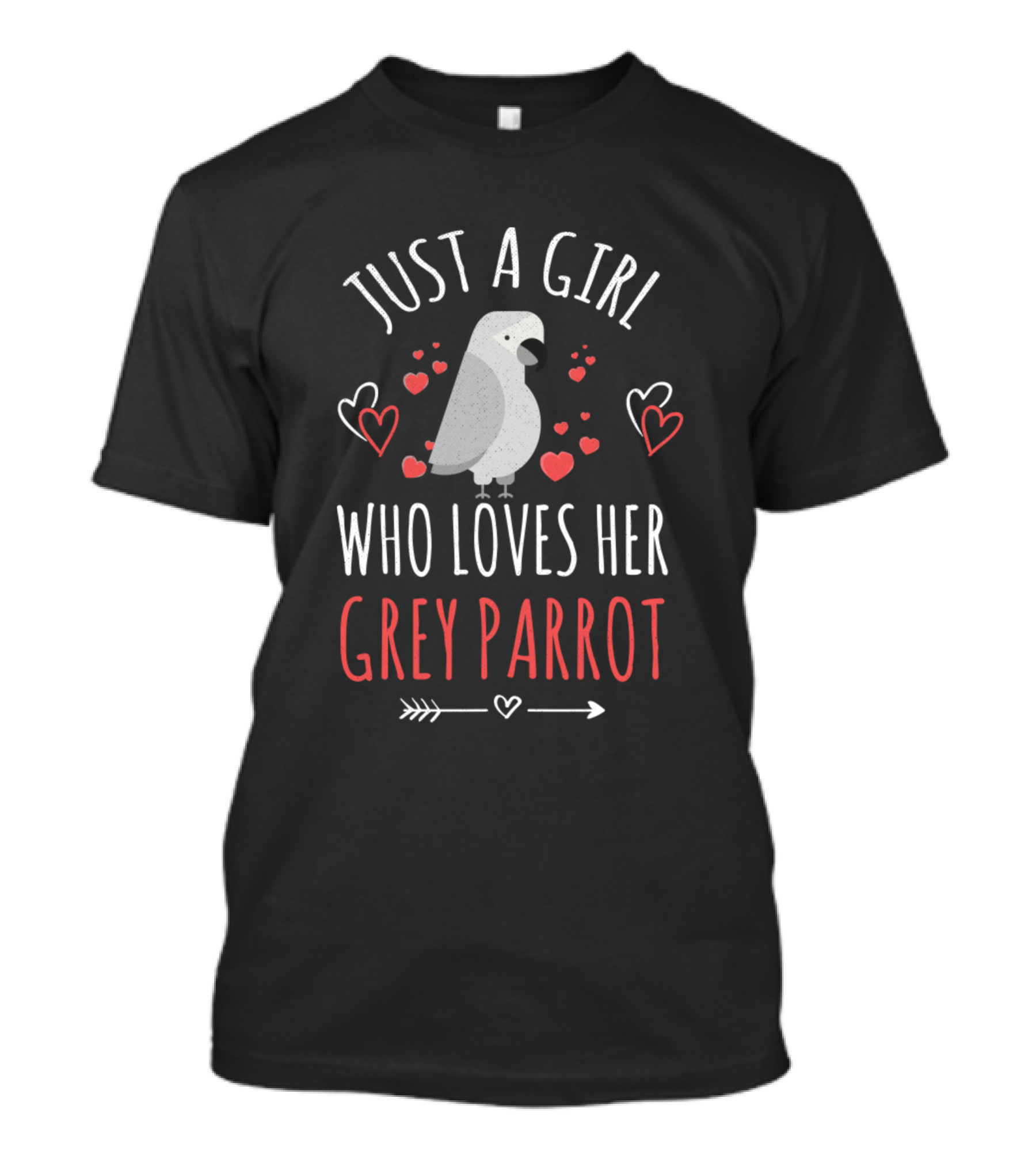 Just A Girl Who Loves Her Grey Parrot With Hearts T-Shirt