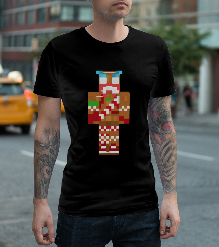 Lazarbeam Minecraft Gingerbread Skin Pixel T-Shirt