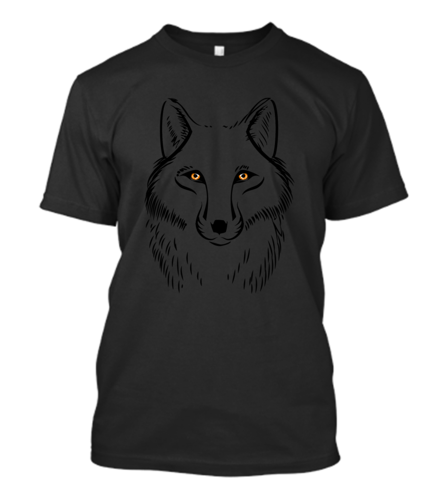 Lost Creek Mens Wolf Series Wolf Face Yellow Eyes T-Shirt