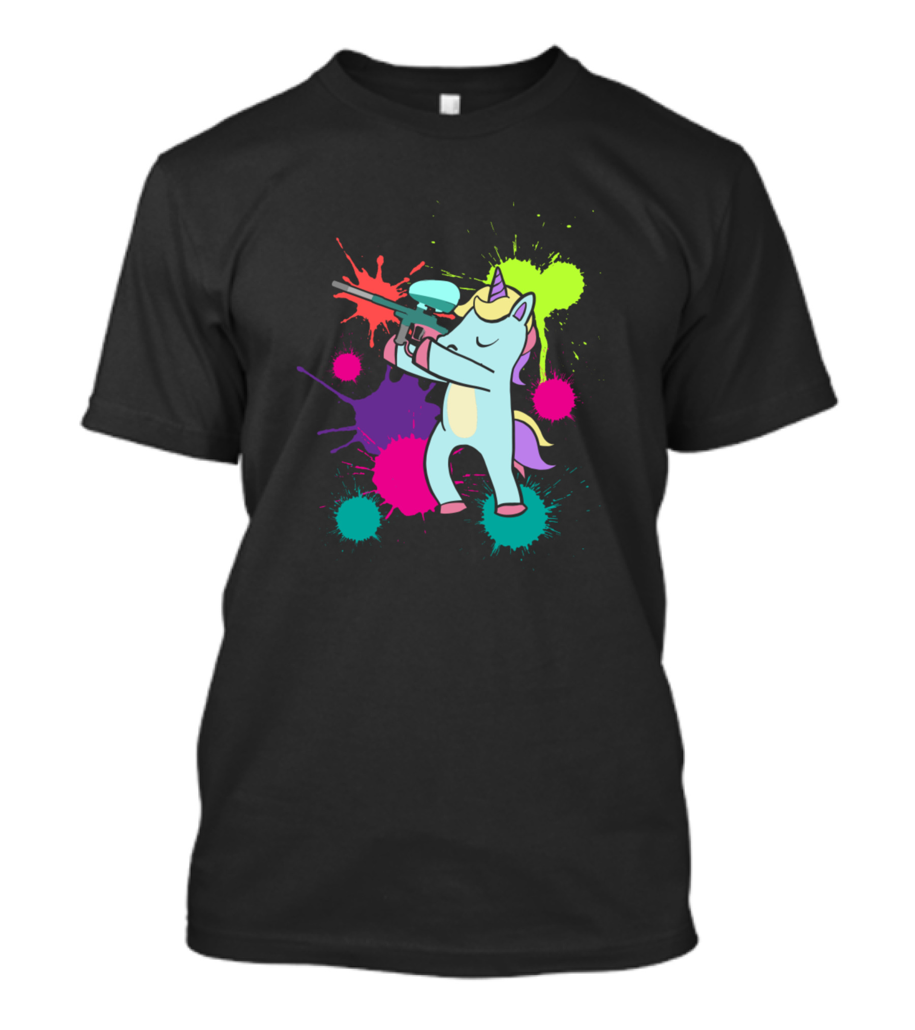 Paintball Player Unicorn Woodsball Paintballer Colorful Splatter T-Shirt