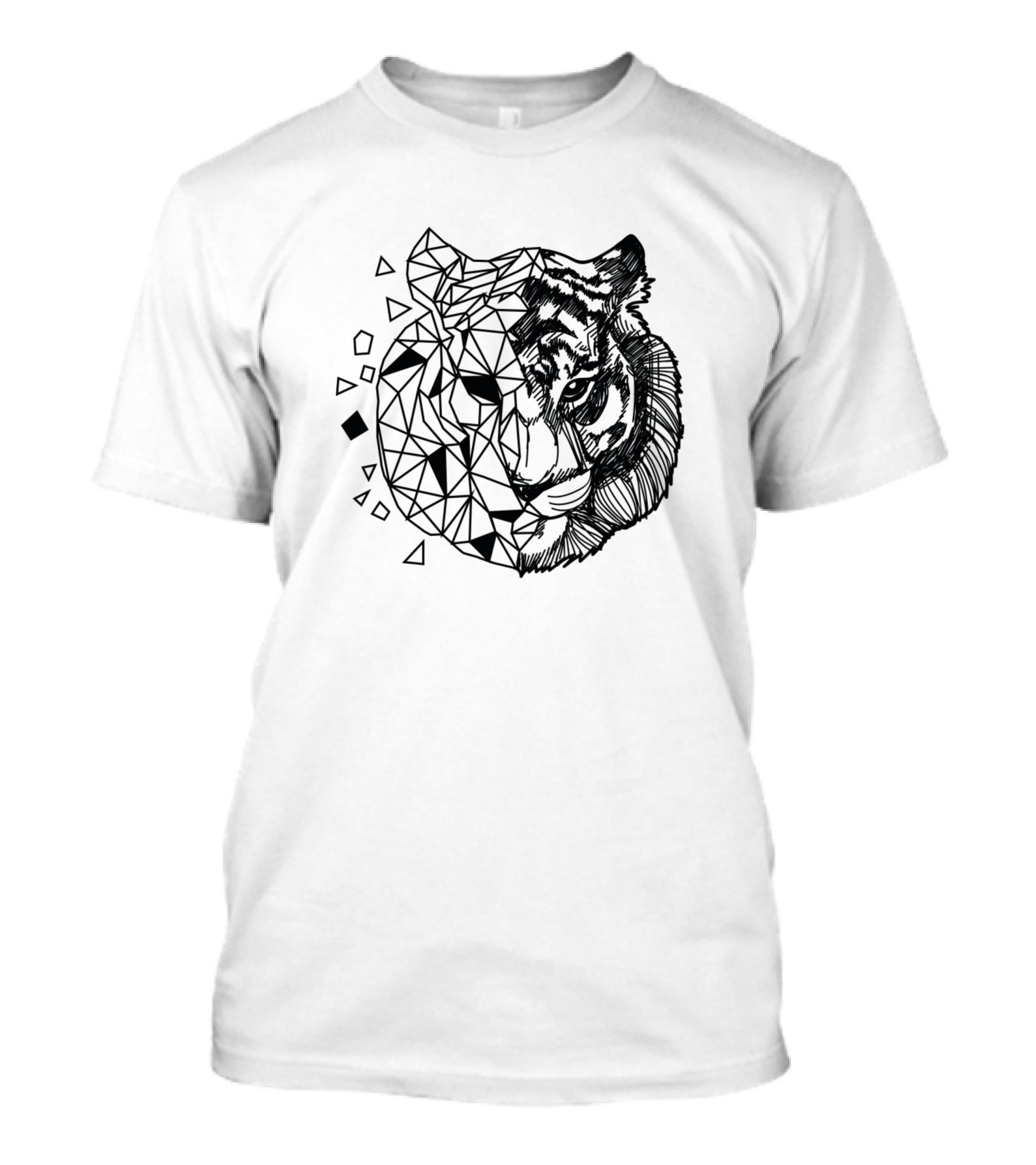 Polygonal Geometric Fragmented Tiger T-Shirt
