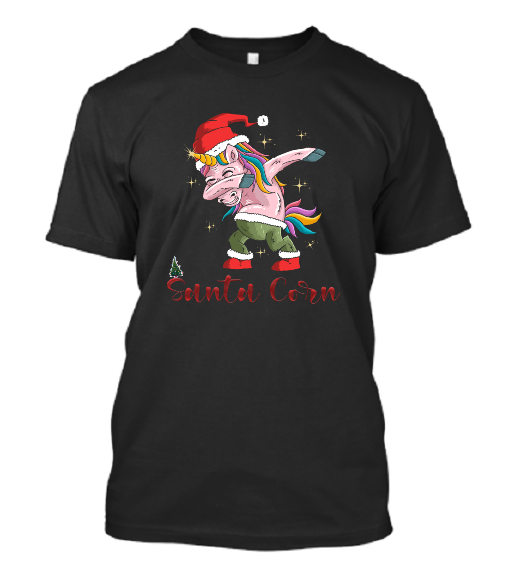 Santa Corn Dabbing Unicorn In Santa Hat And Boots T-Shirt