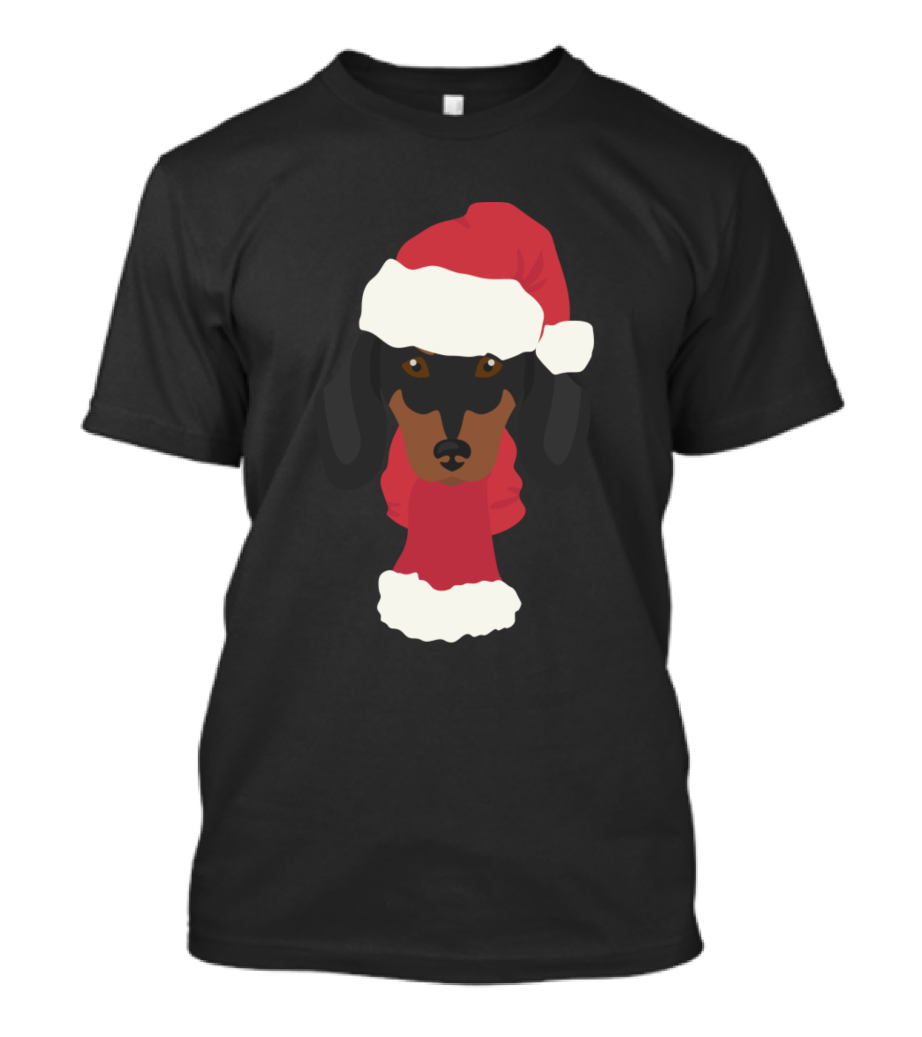 Santa Claus Dachshund Christmas Dog Face T-Shirt
