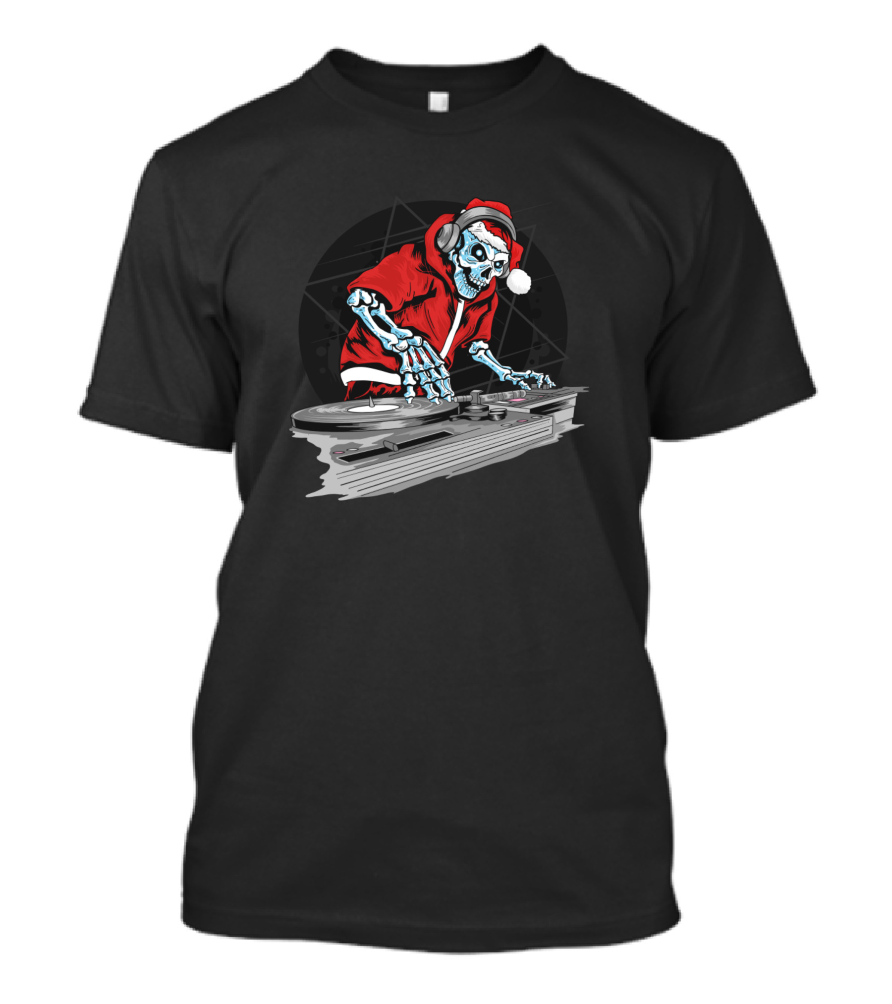 Skeleton DJ Santa Claus Holiday Remix T-Shirt
