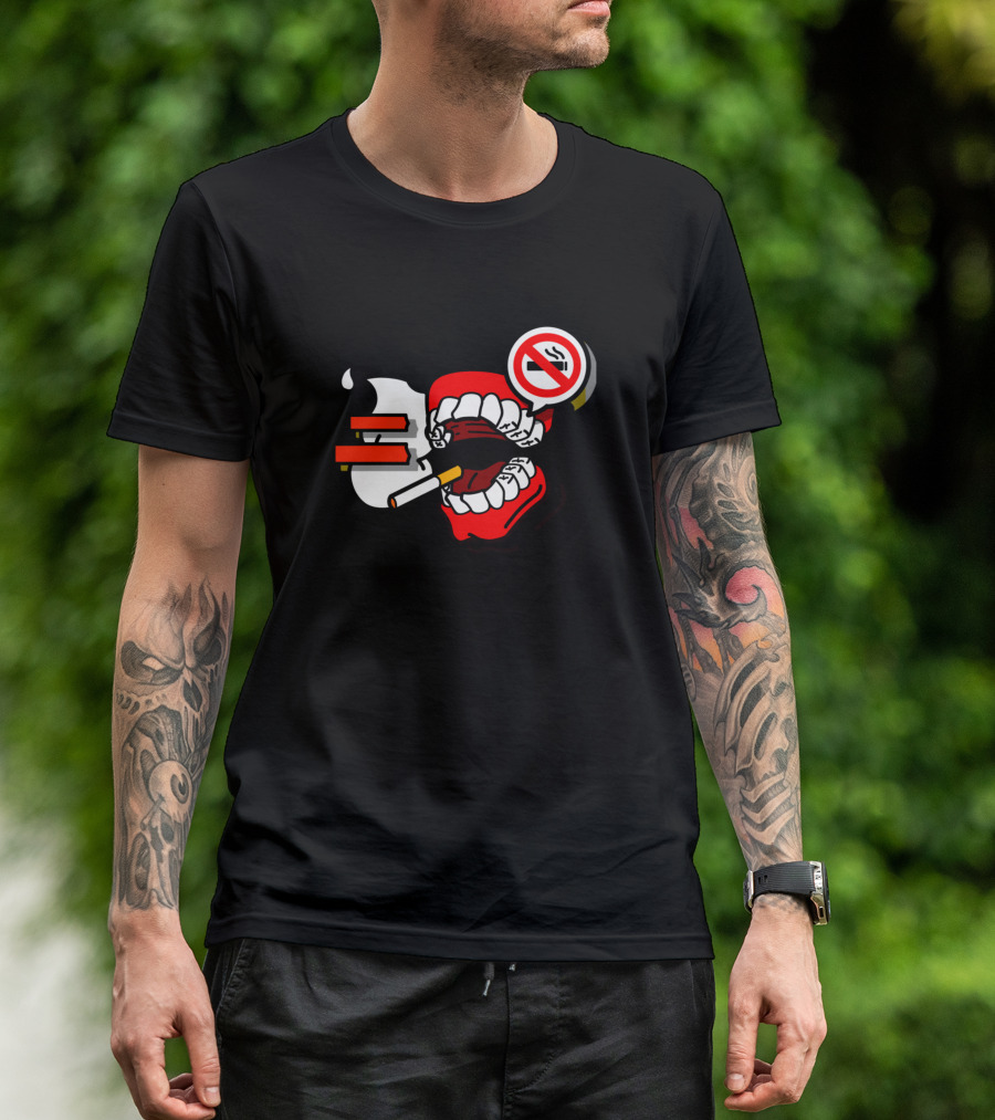 Smoking Teeth No Smoking Icon Cigarette T-Shirt