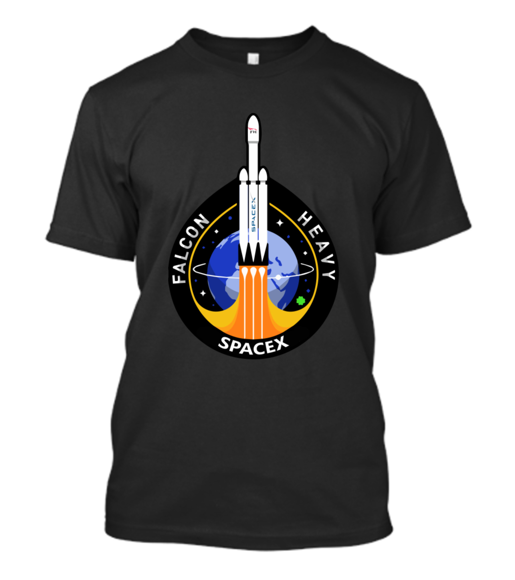 Falcon Heavy Spacex Rocket Earth Emblem T-Shirt