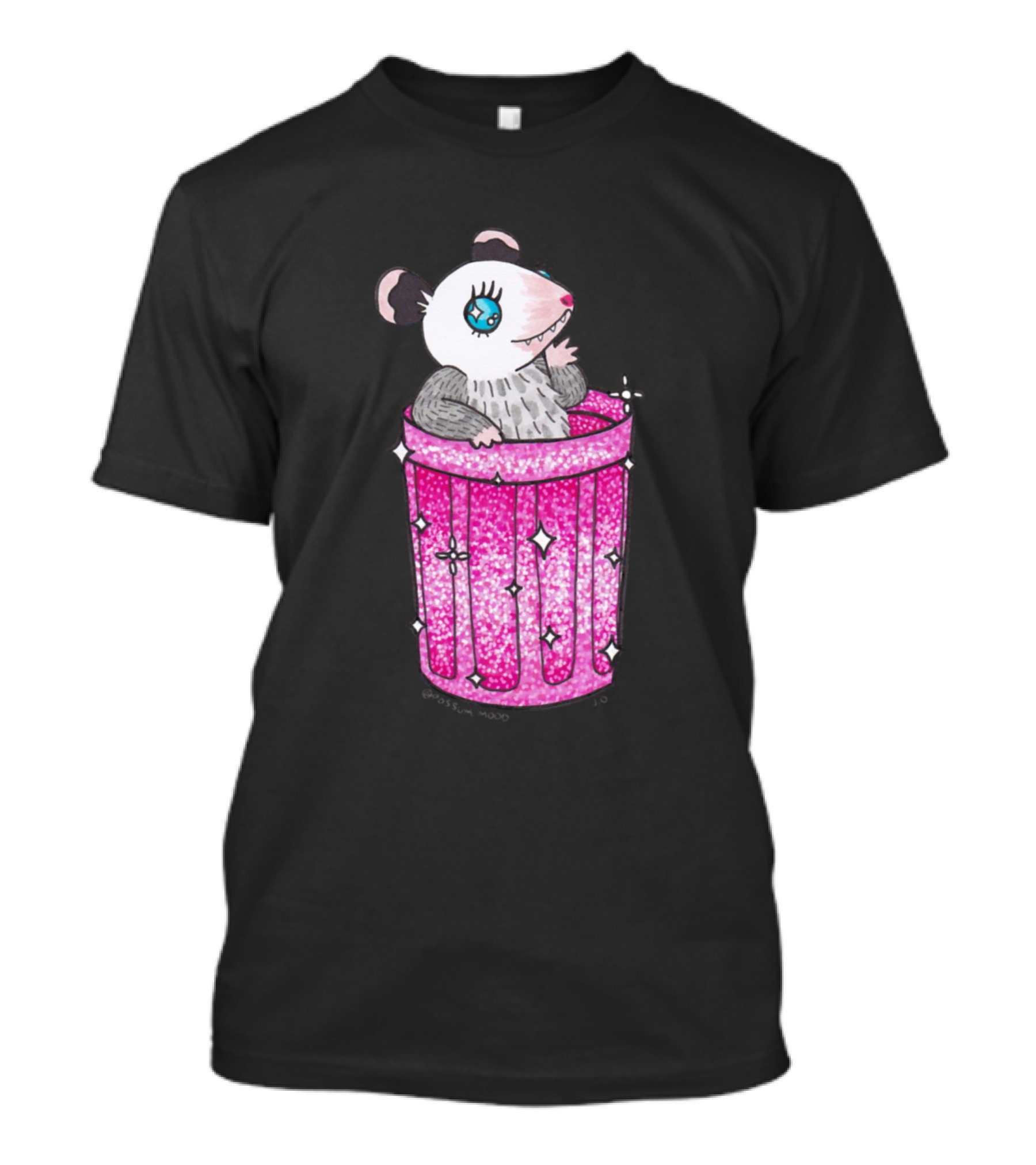 Possum Mood Sparkle Trash Pink Glitter Trash Can T-Shirt