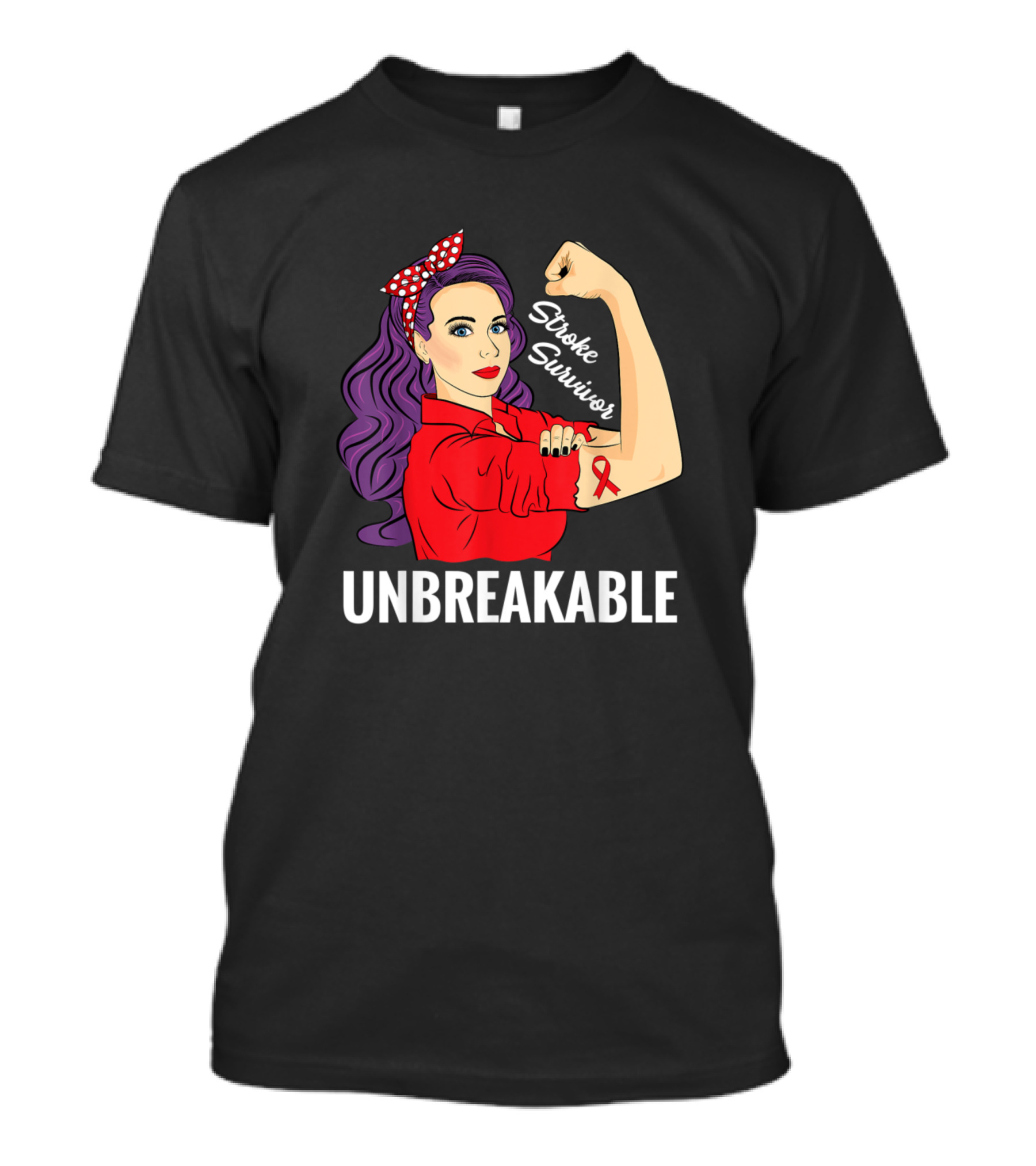 Unbreakable Stroke Survivors Awareness Rosie Riveter T-Shirt