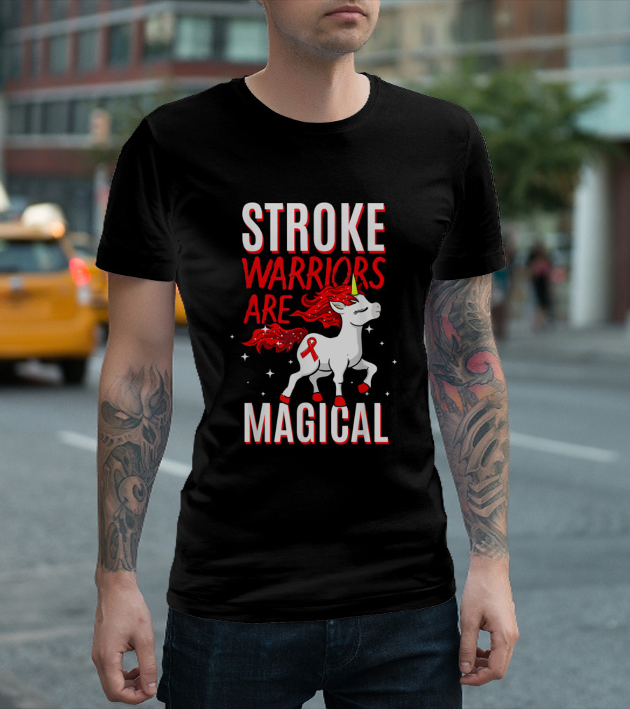 Stroke Warriors Are Magical Unicorn Red T-Shirt
