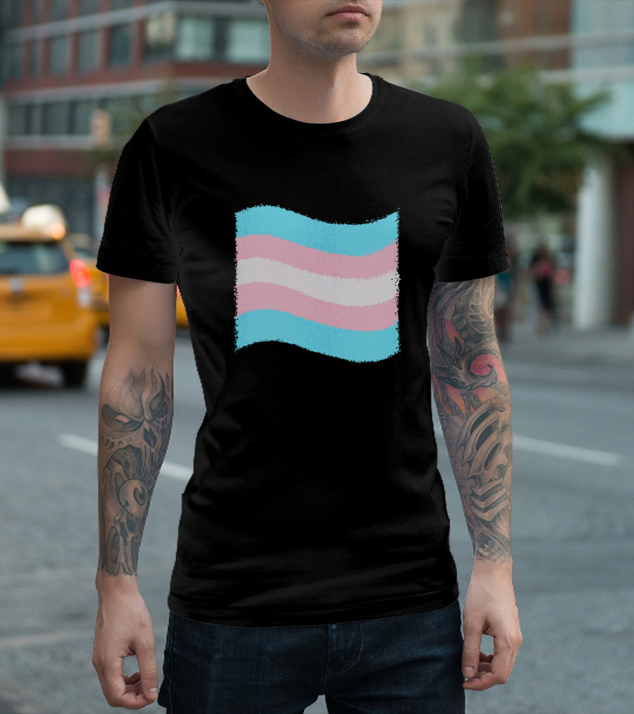Trans Pride Flag Faded Brushstroke Style Iconic T-Shirt