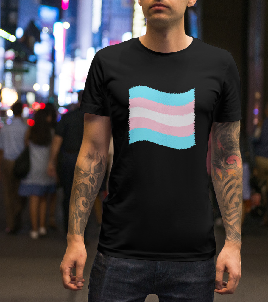 Trans Pride Flag Faded Brushstroke Style Iconic T-Shirt