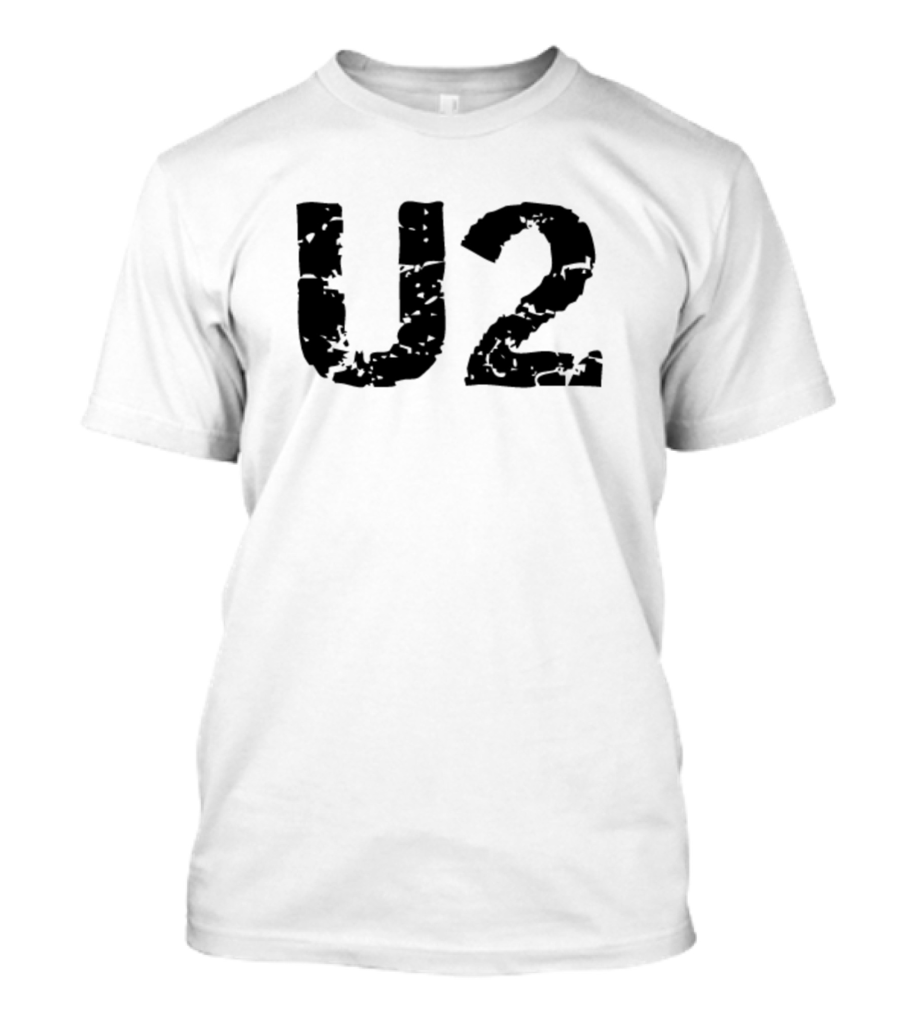 U2 Text Bold Distressed Black T-Shirt