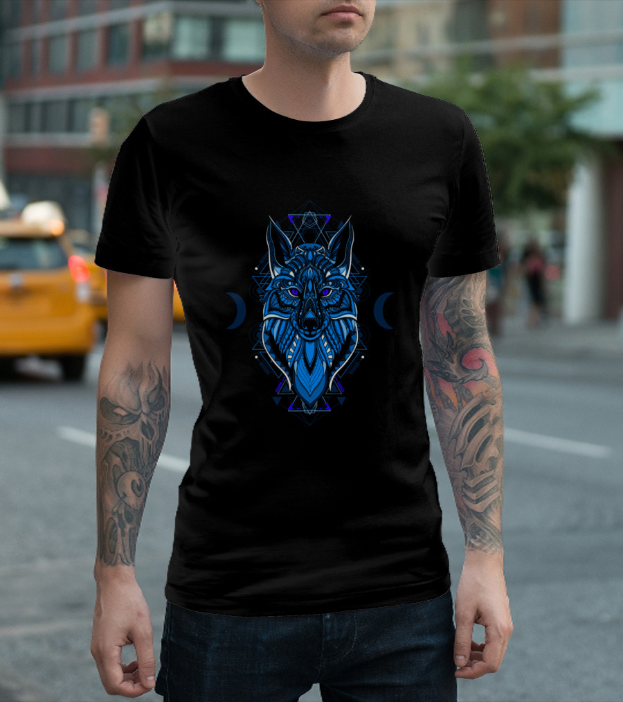 Wolf Wolf 2 Wild Life Geometric Blue Wolf T-Shirt