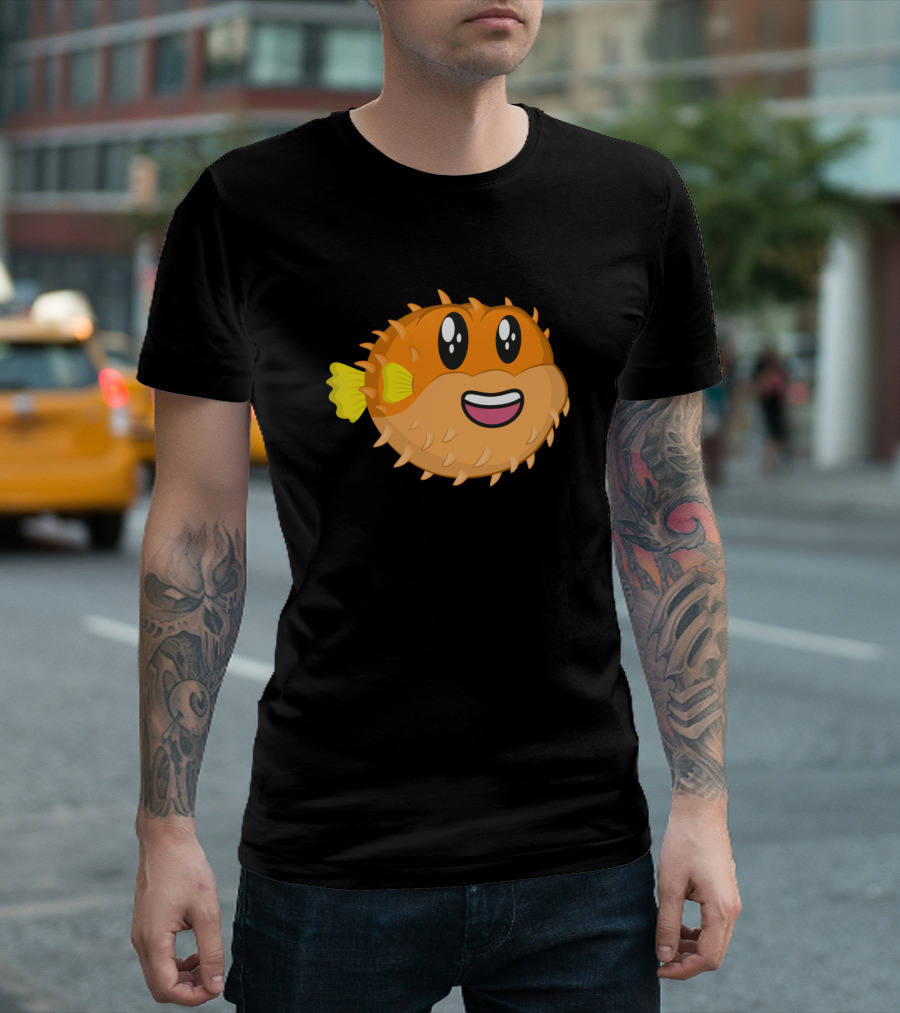 Puffer Fish Smiling Cartoon T-Shirt