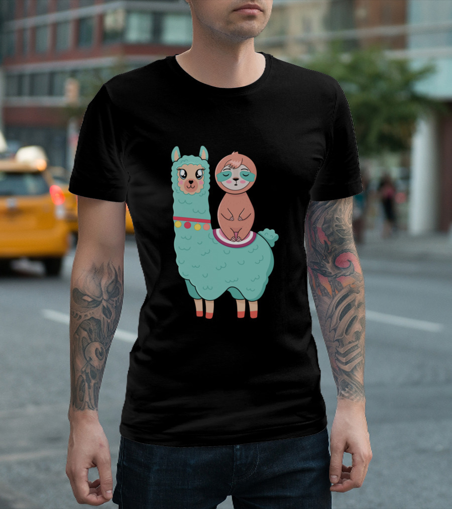 Funny Sloth Riding Llama Back To School Love T-Shirt
