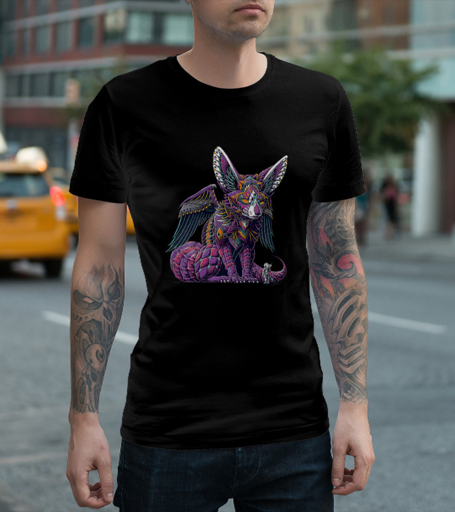 Sp Foxes501 Psychedelic Winged Creature Fantasy T-Shirt
