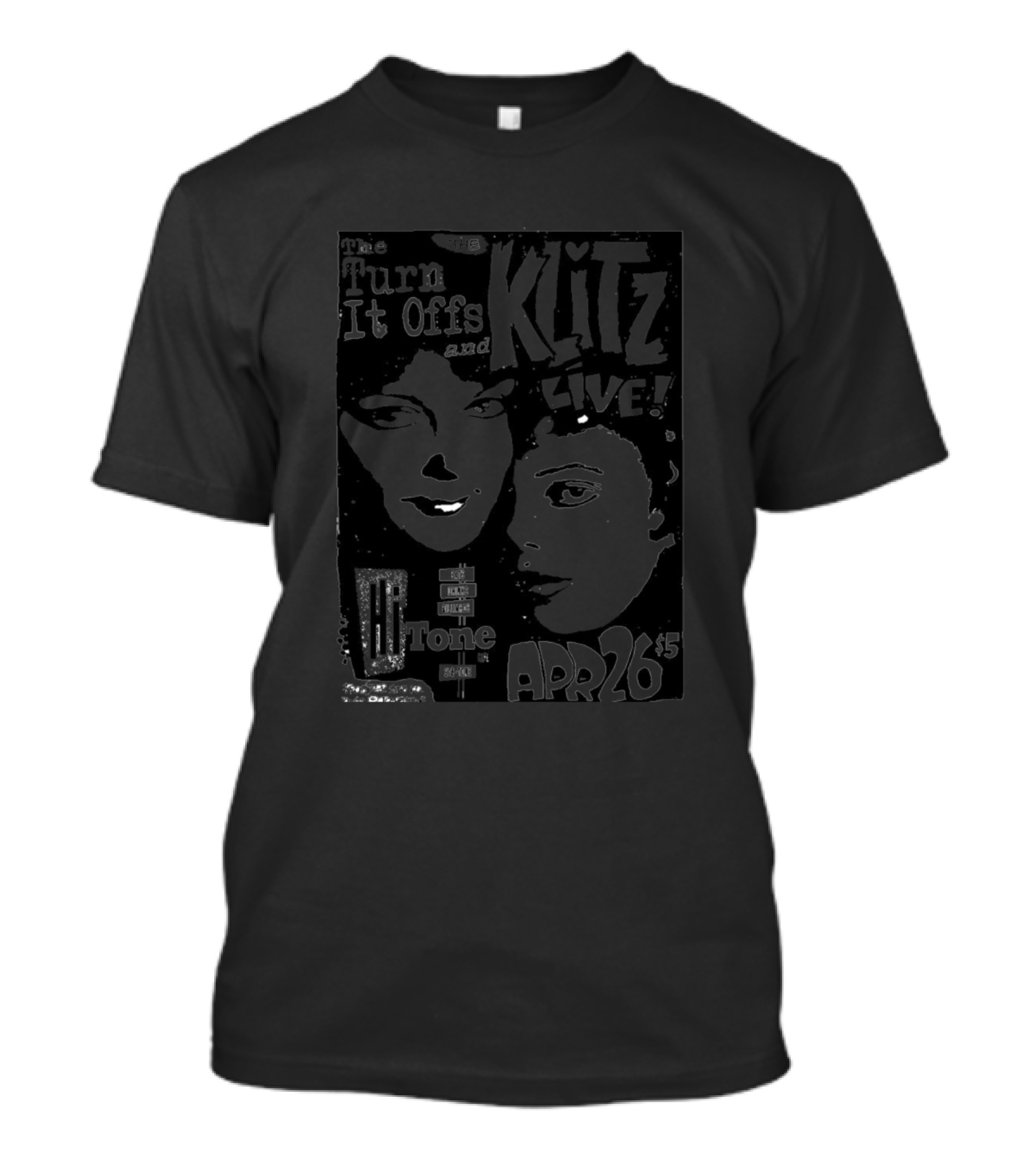 The Turn It Offs And Klitz Live Apr 26 Black Ink T-Shirt