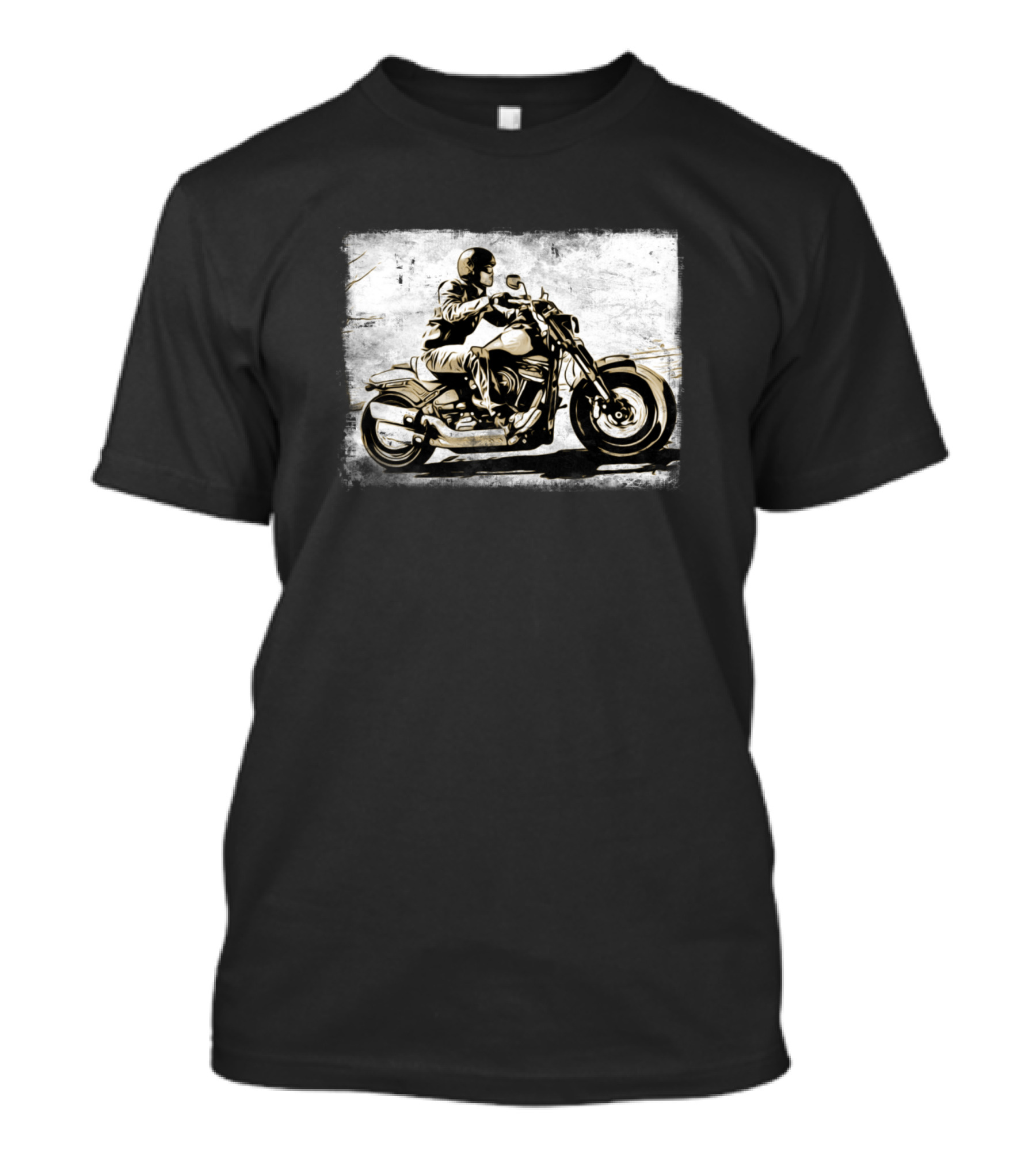 Motorbike Rider On Distressed T-Shirt