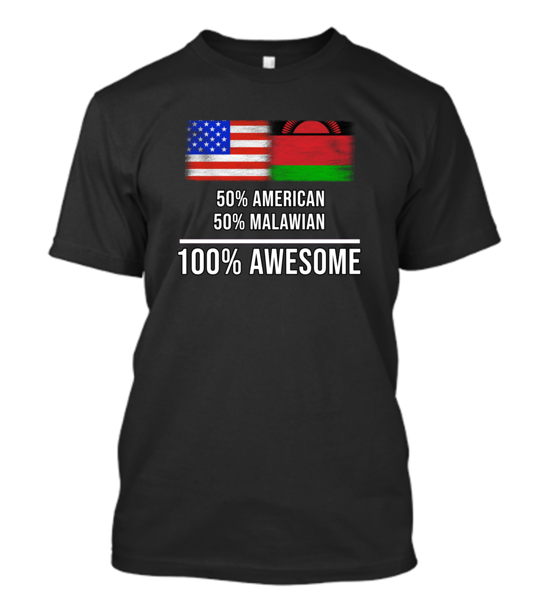 50 American 50 Malawian 100 Awesome American Flag Malawian Flag T-Shirt