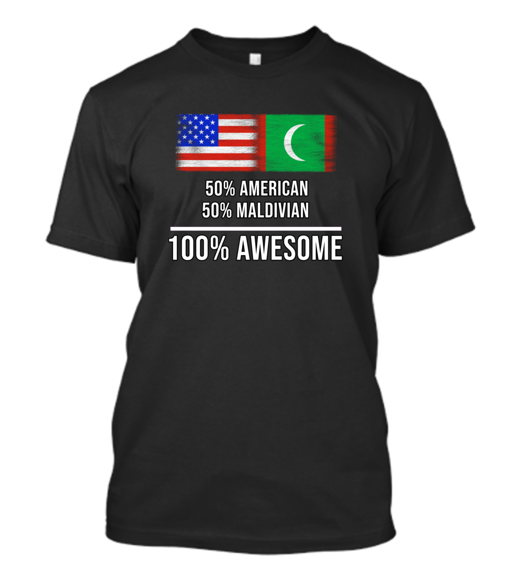50 American 50 Maldivian 100 Awesome With USA And Maldives Flags T-Shirt