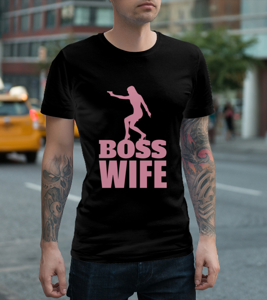 Boss Wife Pink Silhouette Gun T-Shirt