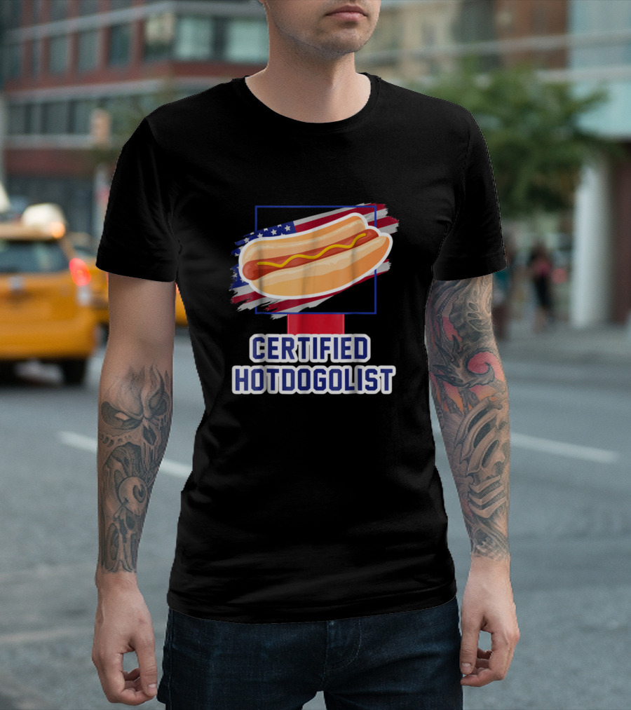 Certified Hotdogolist American Flag Hotdog T-Shirt