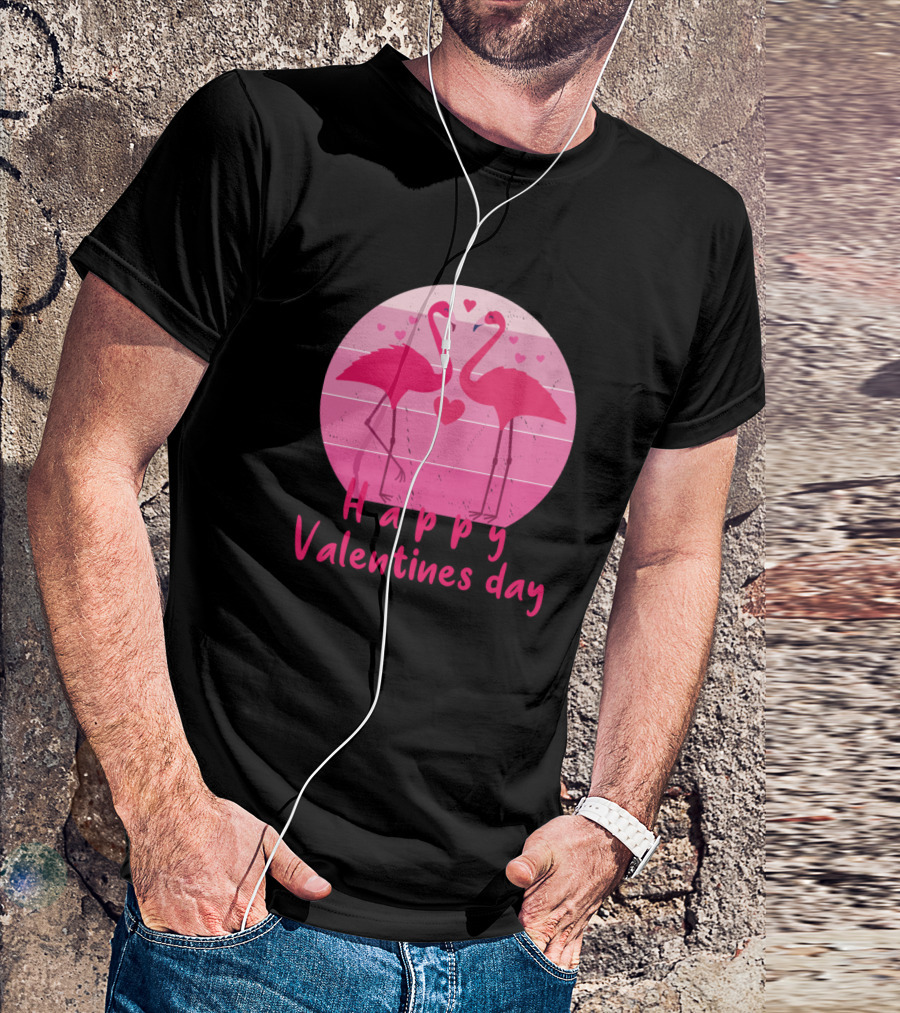 Happy Valentines Day Couple Flamingo T-Shirt
