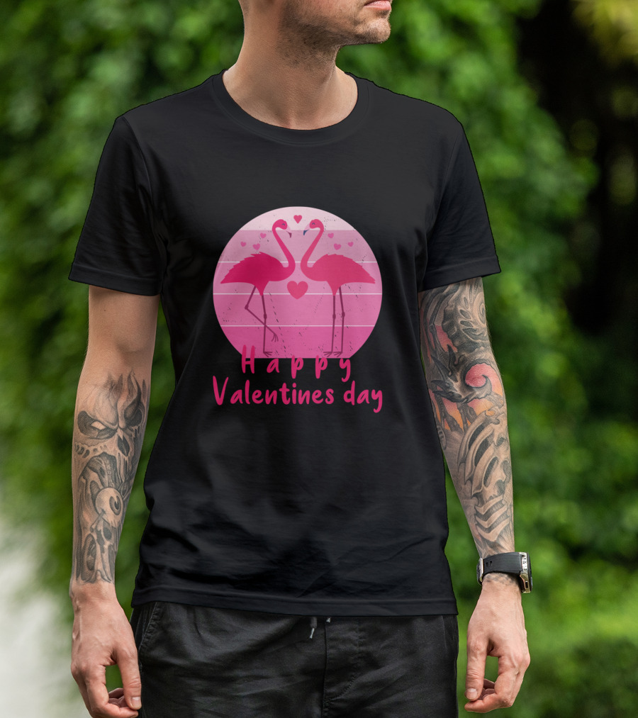 Happy Valentines Day Couple Flamingo T-Shirt