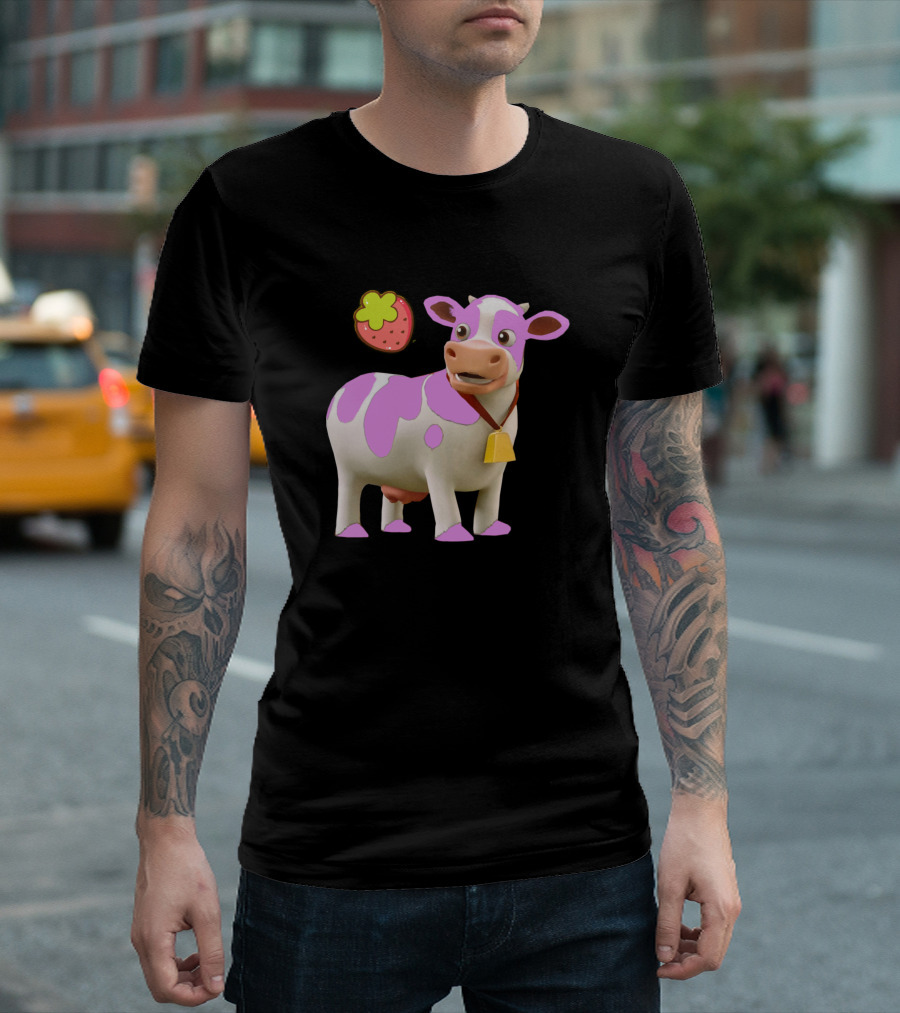 Strawberry Cow Anime Funny Farming Animal 96 T-Shirt