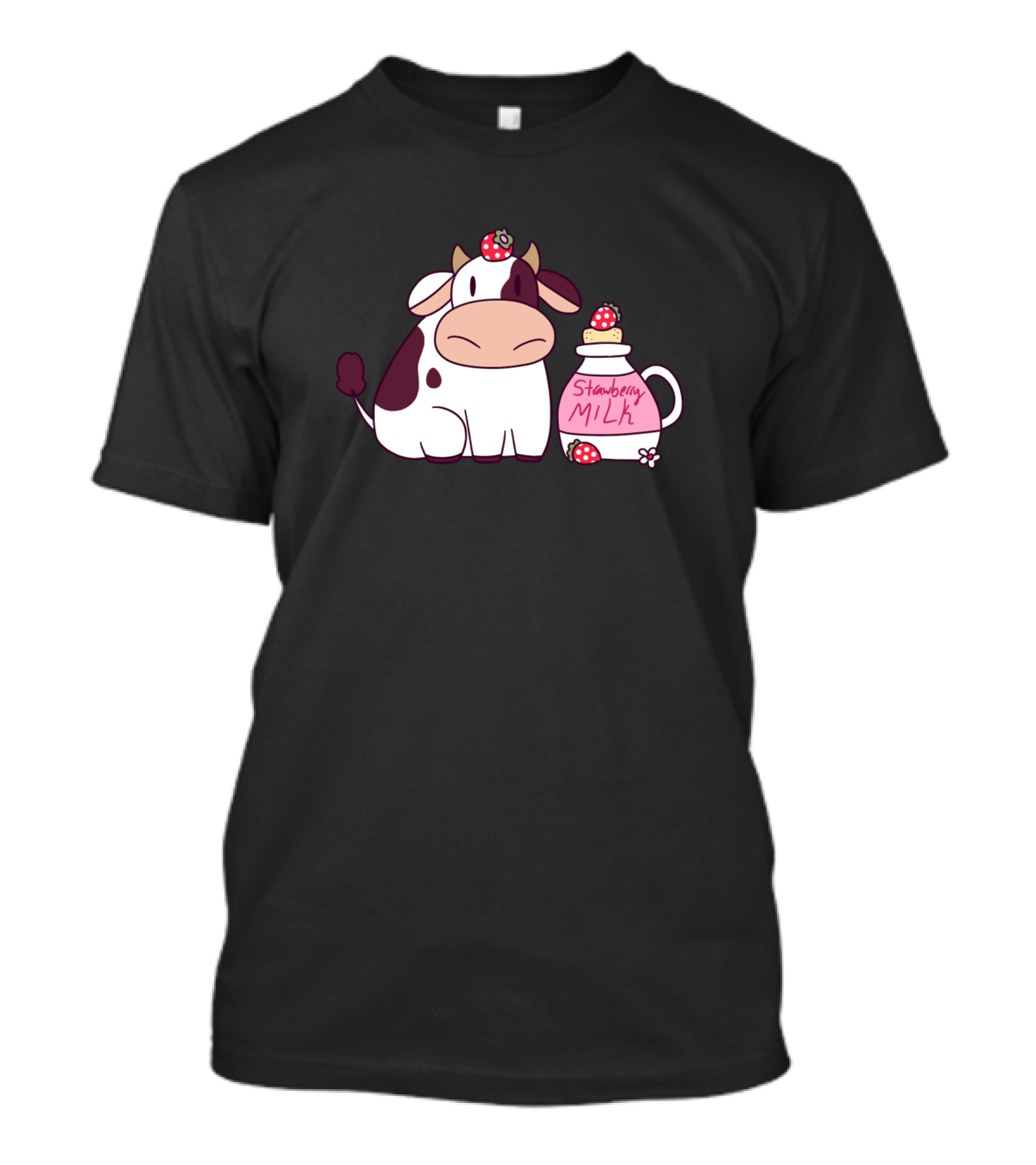 Cows Strawberry Milk Cute Cow Farming 92 T-Shirt