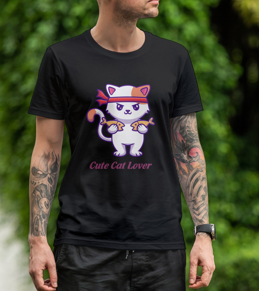 Cute Cat Lover Fish Fighter Ninja Kitty T-Shirt