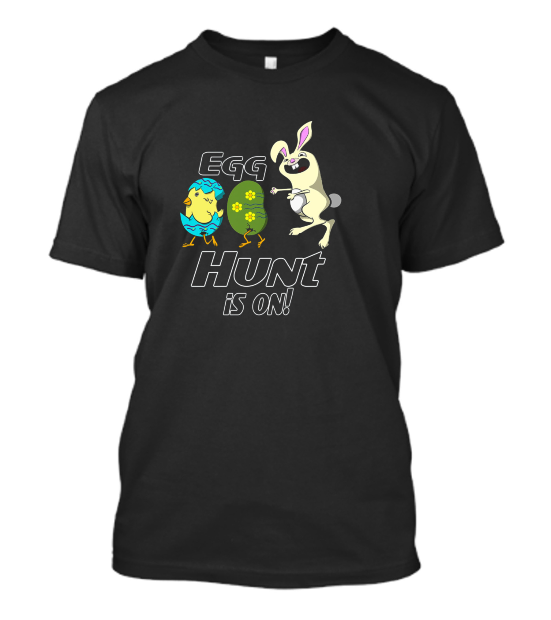 Egg Hunt Is On Funny Easter Kids Boys Girls Bunny And Colorful Eggs T-Shirt