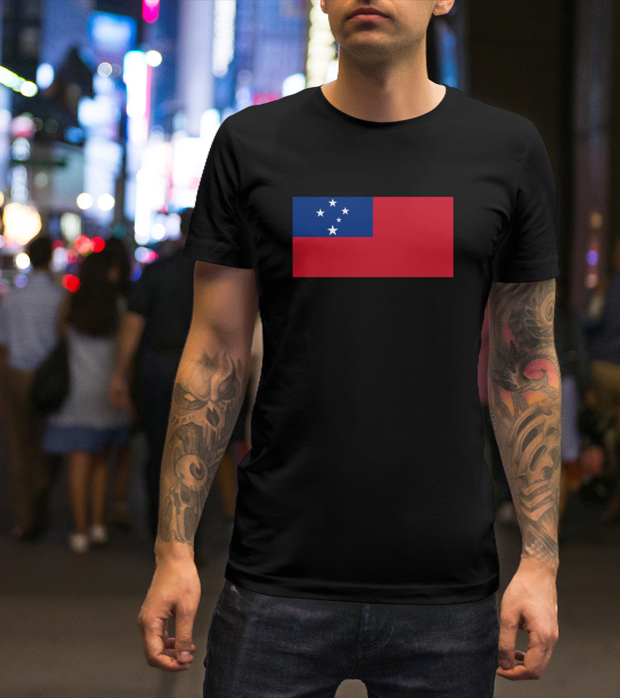 Flag Of Samoa Red And Blue Five Stars Emblem T-Shirt