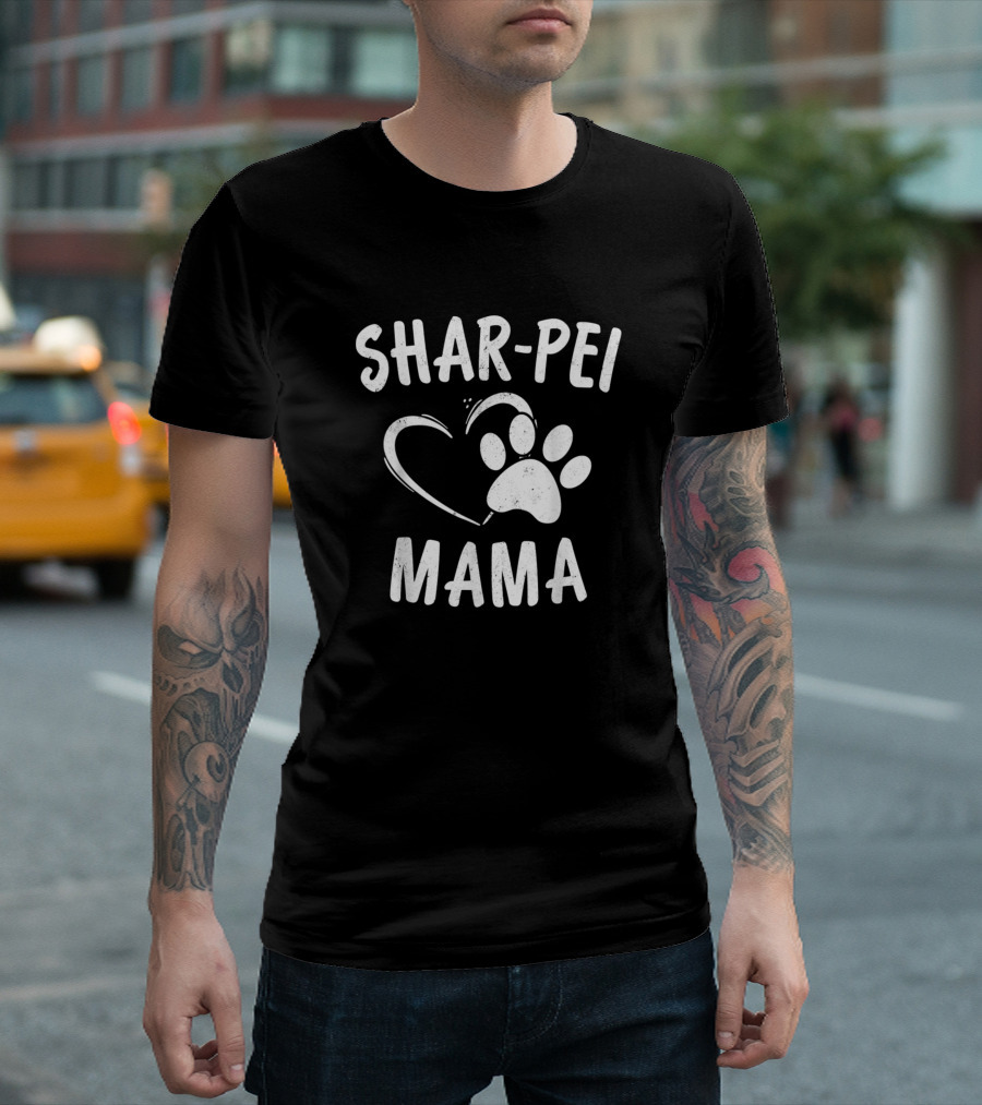 Shar Pei Mama Heart Paw Pet Lover T-Shirt