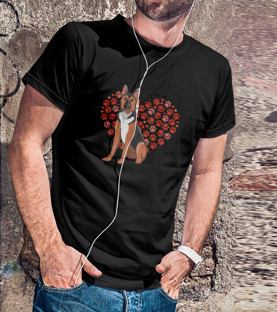 German Shepherd Heart Paw Prints T-Shirt