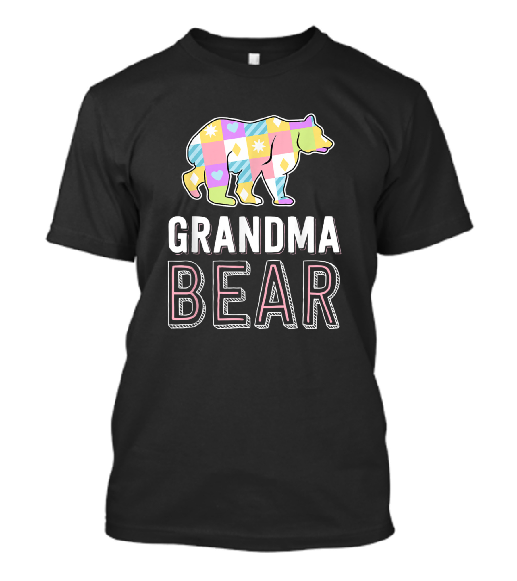 Grandma Bear Quilting Women Craft Quilt Sewing Patchwork Colors T-Shirt