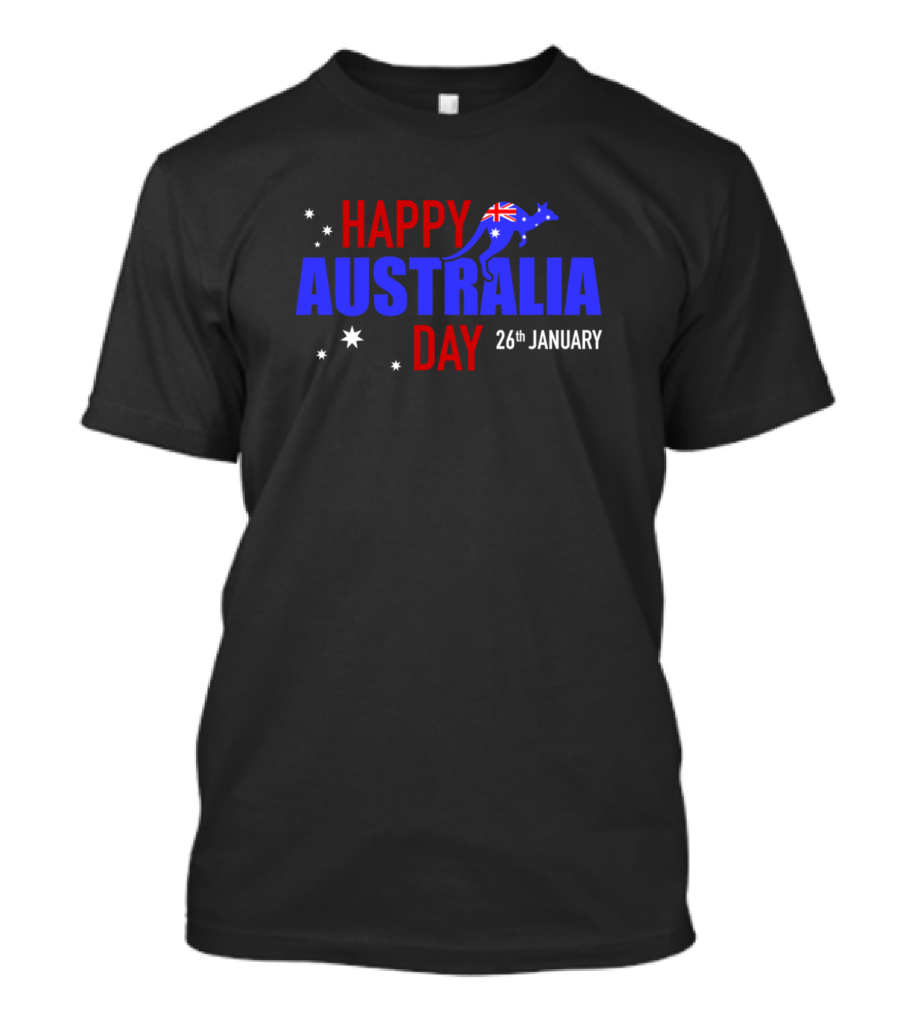 Happy Australia Day 26th January Kangaroo Stars Flag T-Shirt