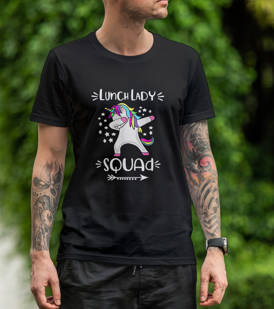Lunch Lady Squad Dabbing Unicorn Stars T-Shirt