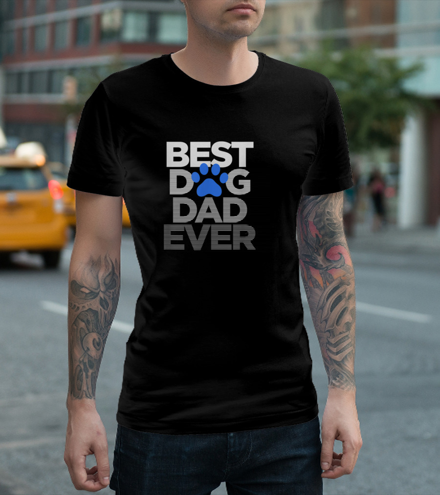 Best Dog Dad Ever Mens Paw Print Husband T-Shirt