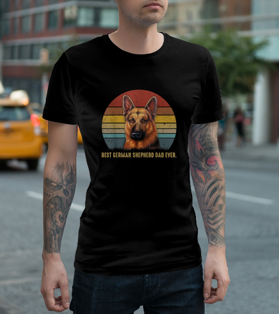 Best German Shepherd Dad Ever Vintage Style Circle T-Shirt